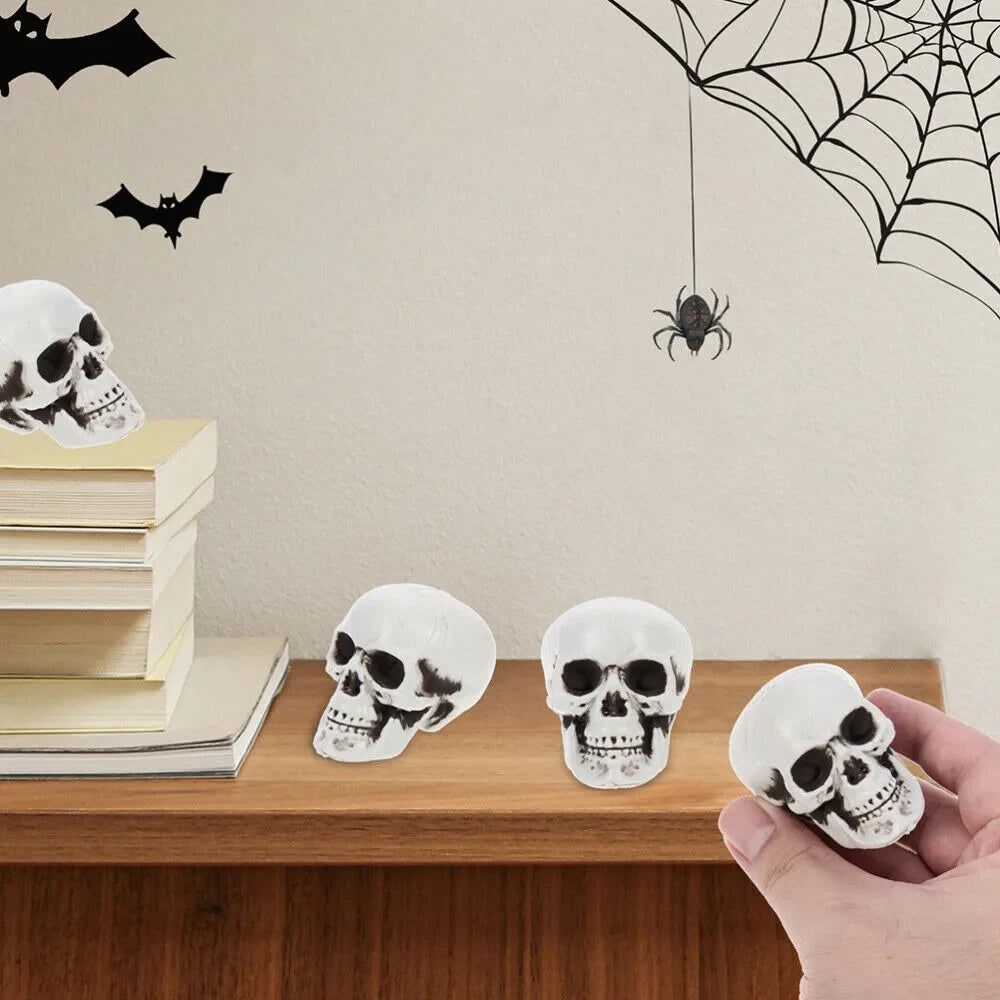 Halloween Skull Decor and Sugar Decorations Mini Plastic Party Props Set with Mesh Bag - Image 2