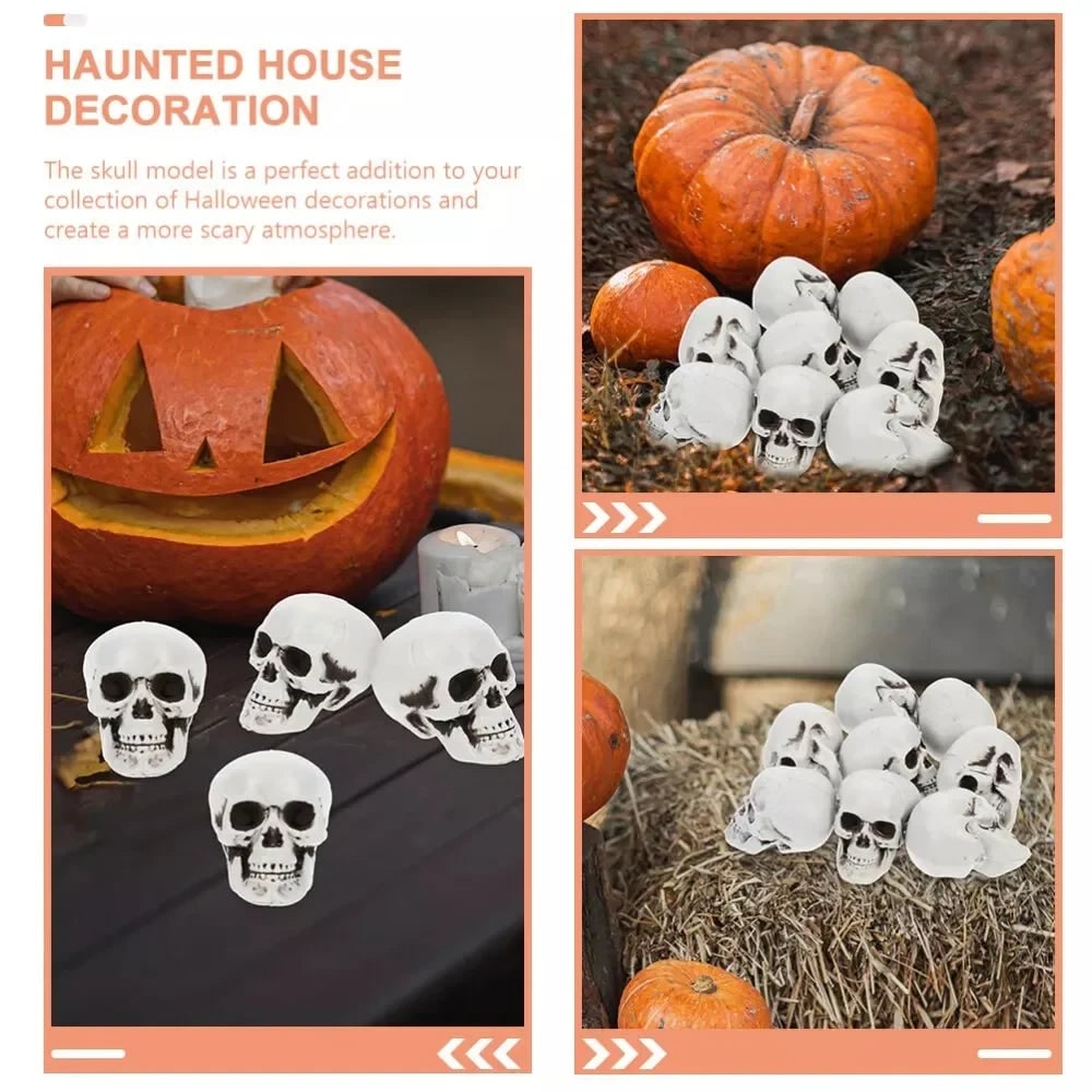 Halloween Skull Decor and Sugar Decorations Mini Plastic Party Props Set with Mesh Bag - Image 3