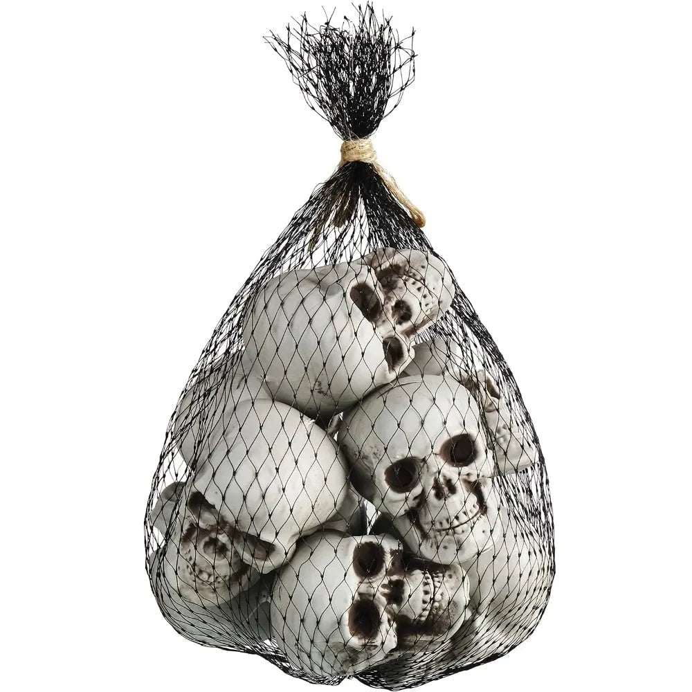 Halloween Skull Decor and Sugar Decorations Mini Plastic Party Props Set with Mesh Bag - Image 5