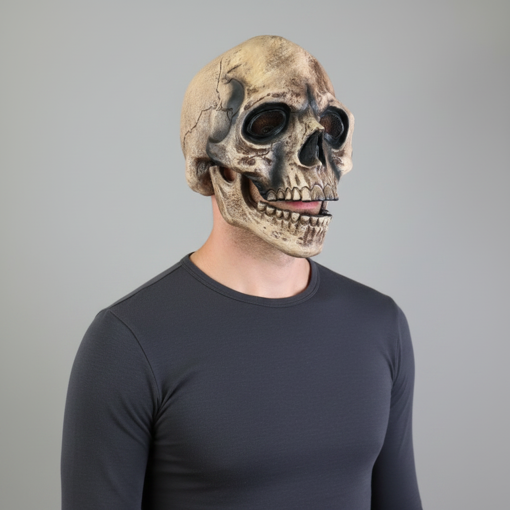 Halloween Skull Mask with Moving Jaw and Creepy Mesh Eyes for Cosplay Costume Party - Image 2