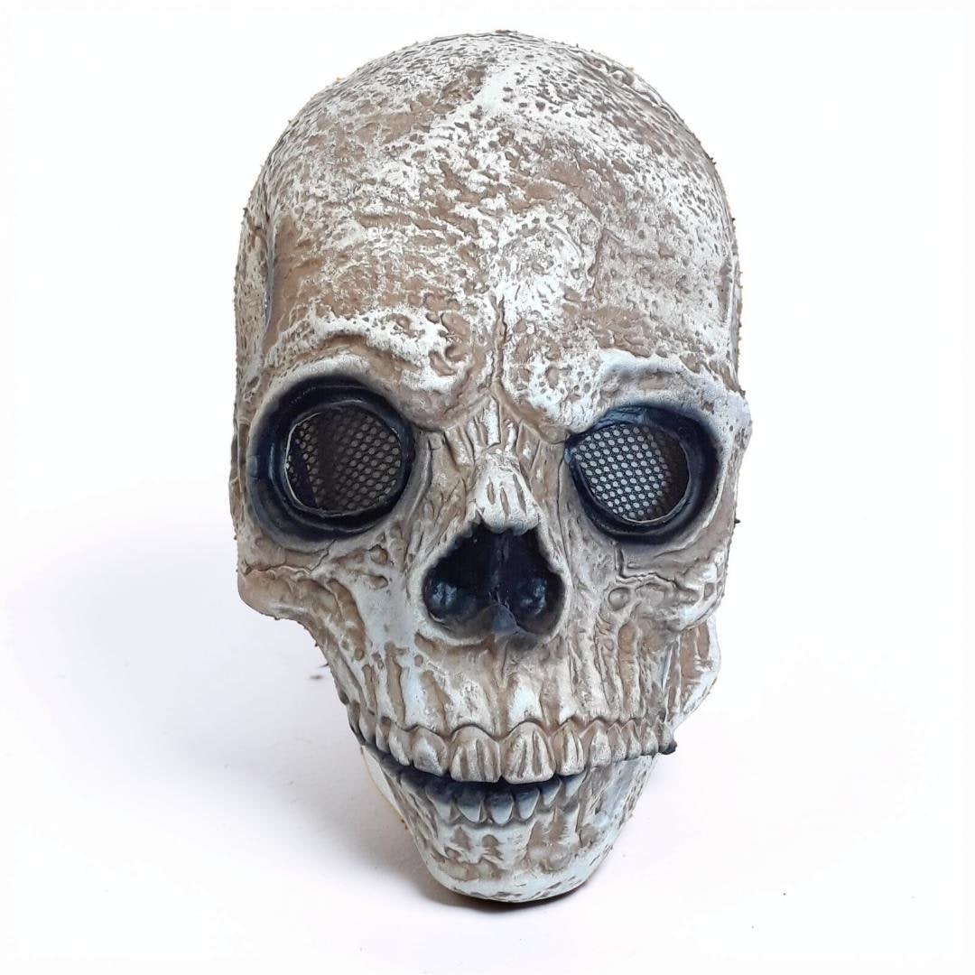 Halloween Skull Mask with Moving Jaw and Creepy Mesh Eyes for Cosplay Costume Party - Image 3