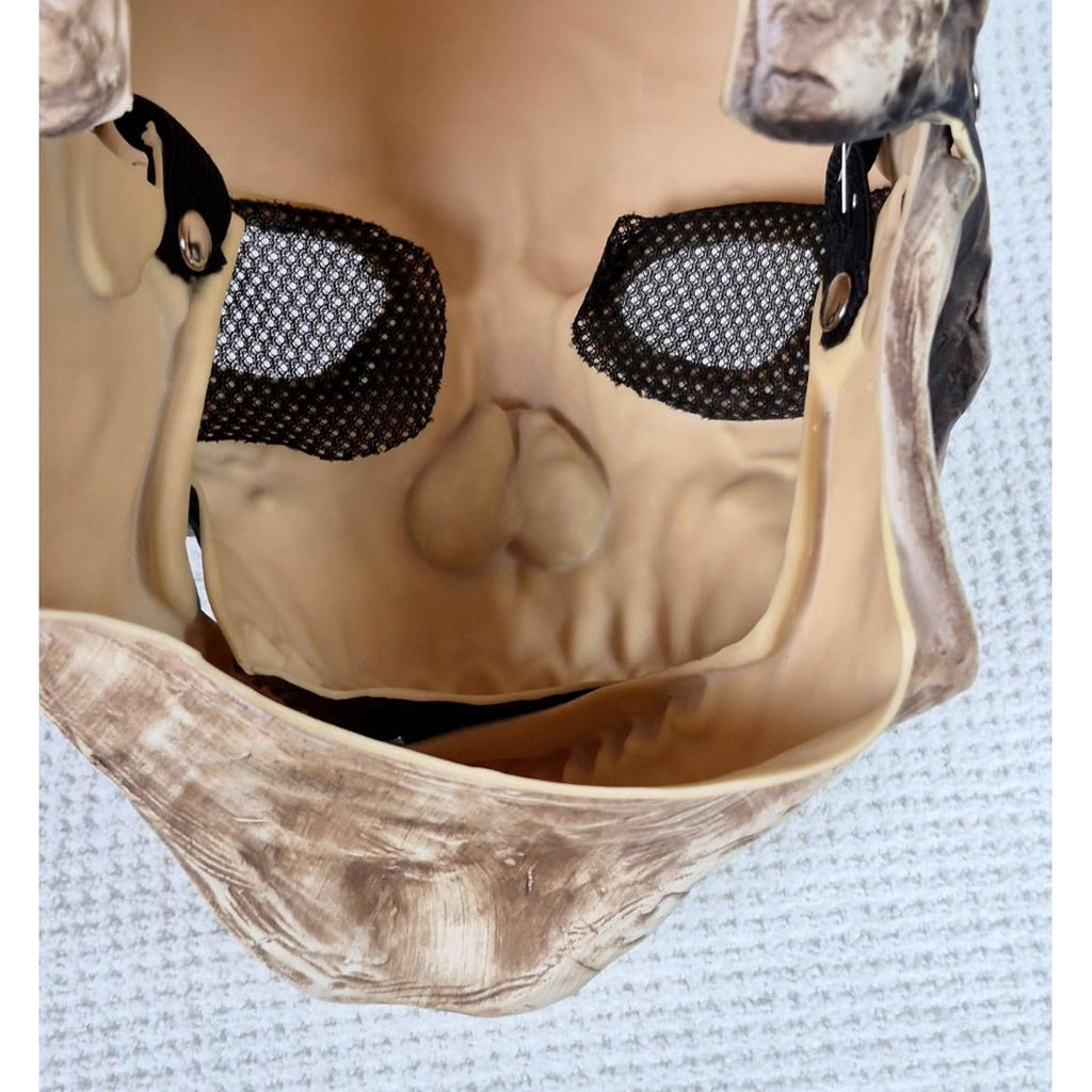 Halloween Skull Mask with Moving Jaw and Creepy Mesh Eyes for Cosplay Costume Party - Image 6