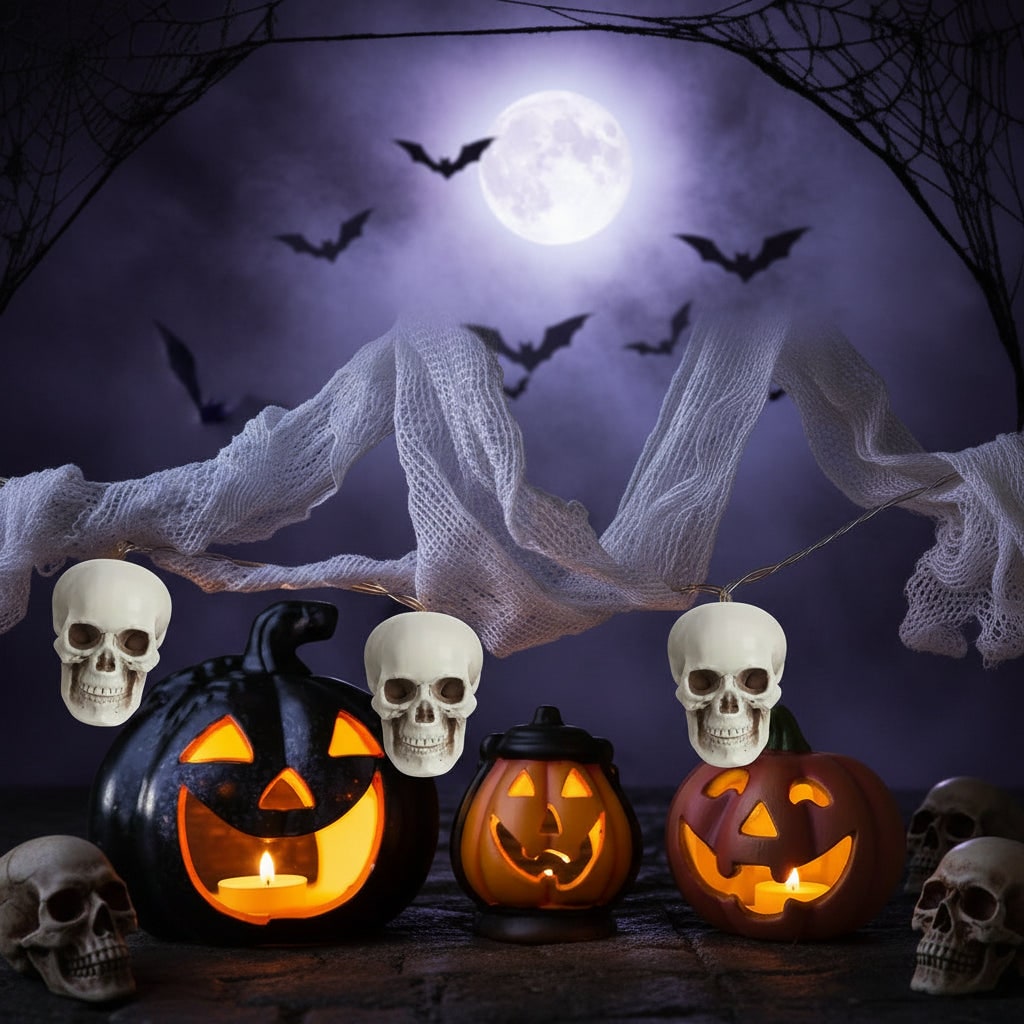 Halloween Skull Props and Sugar Decorations Set of 10 Mini Plastic for Party - Image 5