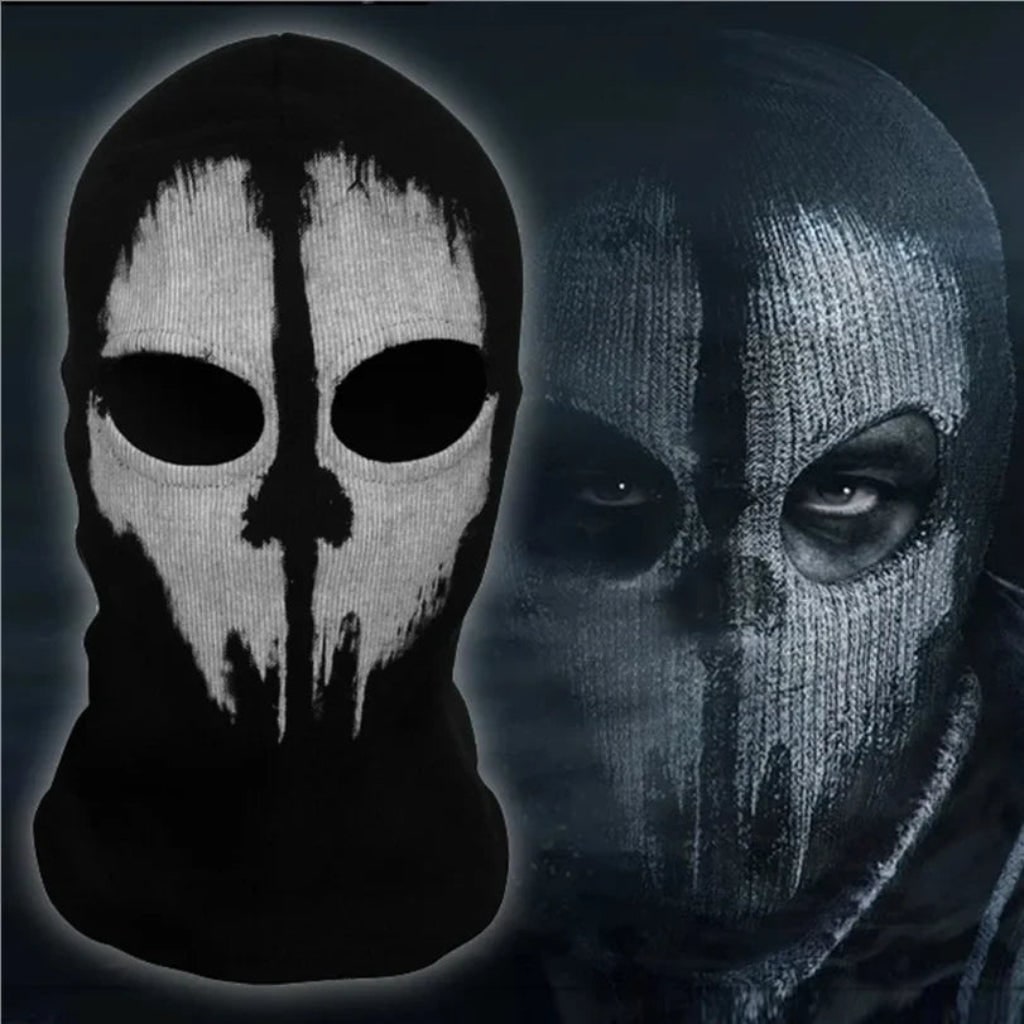 Halloween Skull Ski Mask Full Face Balaclava with Knit Black Fabric for Skiing and Winter Sports - Image 2