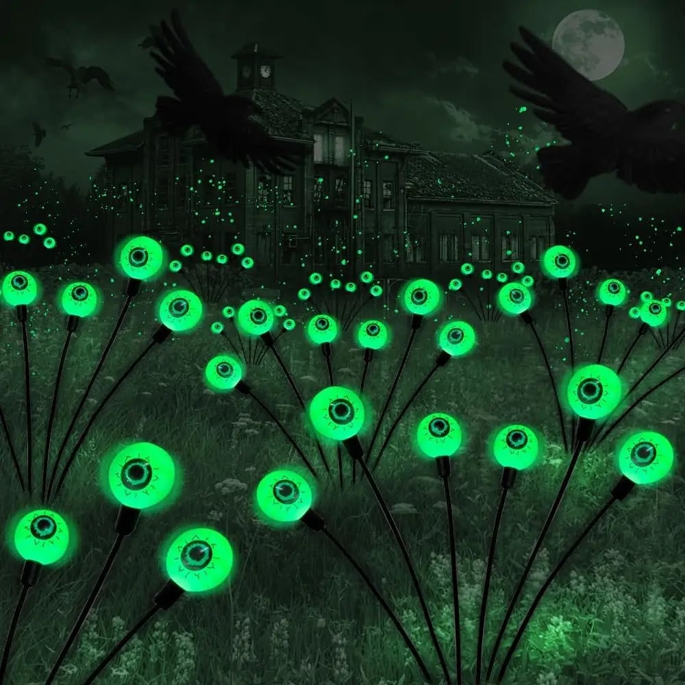 Halloween Solar Pathway and Garden Lights with LED Eyeball Stakes for Outdoor Yard Decoration - Image 1