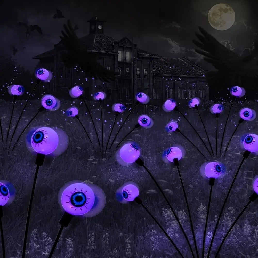 Halloween Solar Pathway and Garden Lights with LED Eyeball Stakes for Outdoor Yard Decoration - Image 2