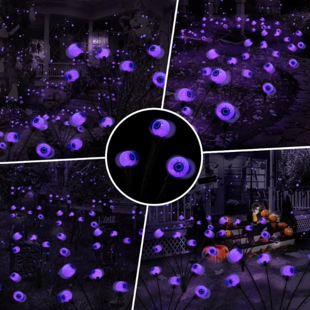 Halloween Solar Pathway and Garden Lights with LED Eyeball Stakes for Outdoor Yard Decoration - Image 3