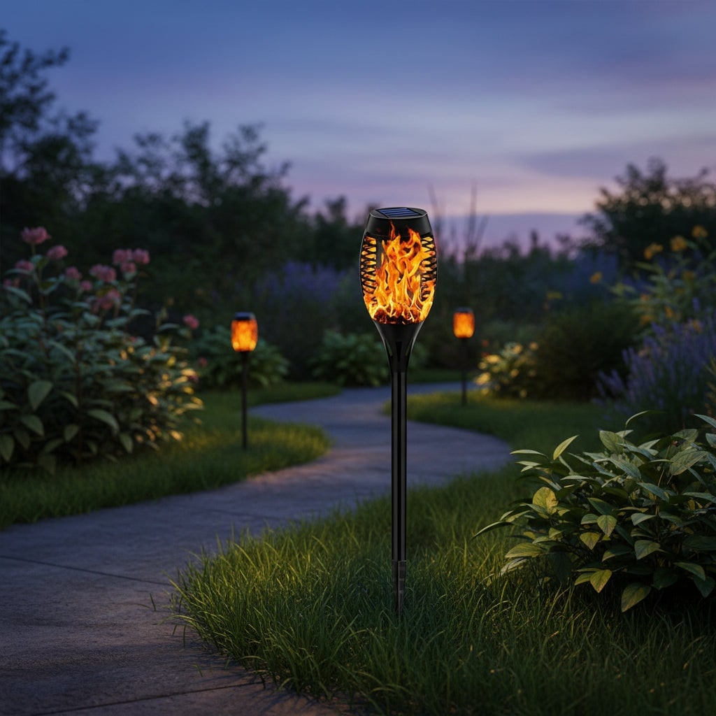 Halloween Solar Torch Lights with Flickering Flame Effect for Outdoor Yard and Pathway Decoration - Image 1