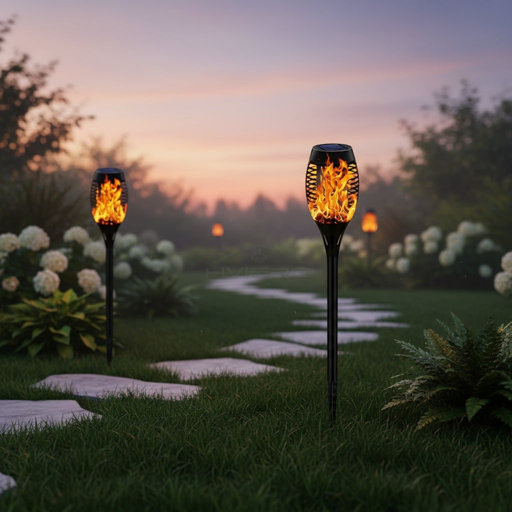 Halloween Solar Torch Lights with Flickering Flame Effect for Outdoor Yard and Pathway Decoration - Image 5