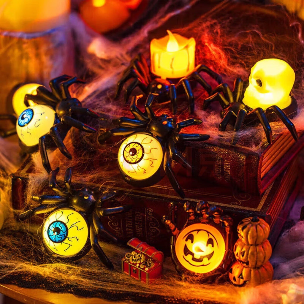 Halloween Spider Tea Lights with LED Candles Battery Operated Flameless Holder Decoration - Image 4