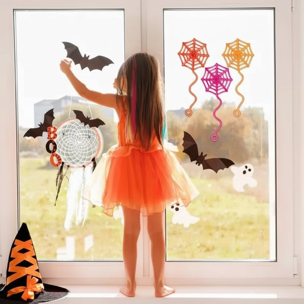 Halloween Spider Webs and Cobwebs Sticky Stretchy Decorations for Windows Walls Party Supplies - Image 1