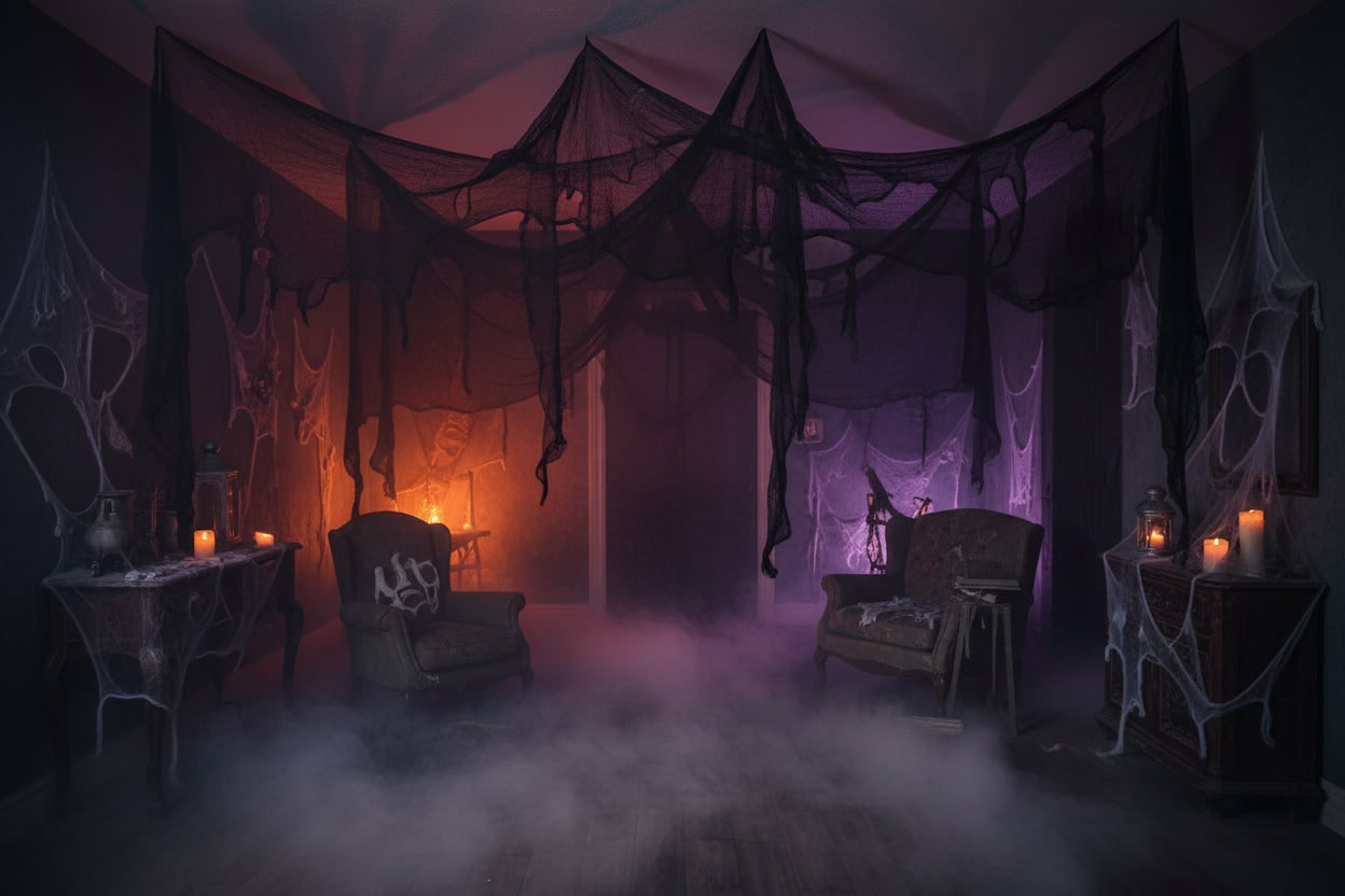 Halloween Spooky Black Gauze Netting Decoration for Haunted House Party Decor Creepy Cloth - Image 2