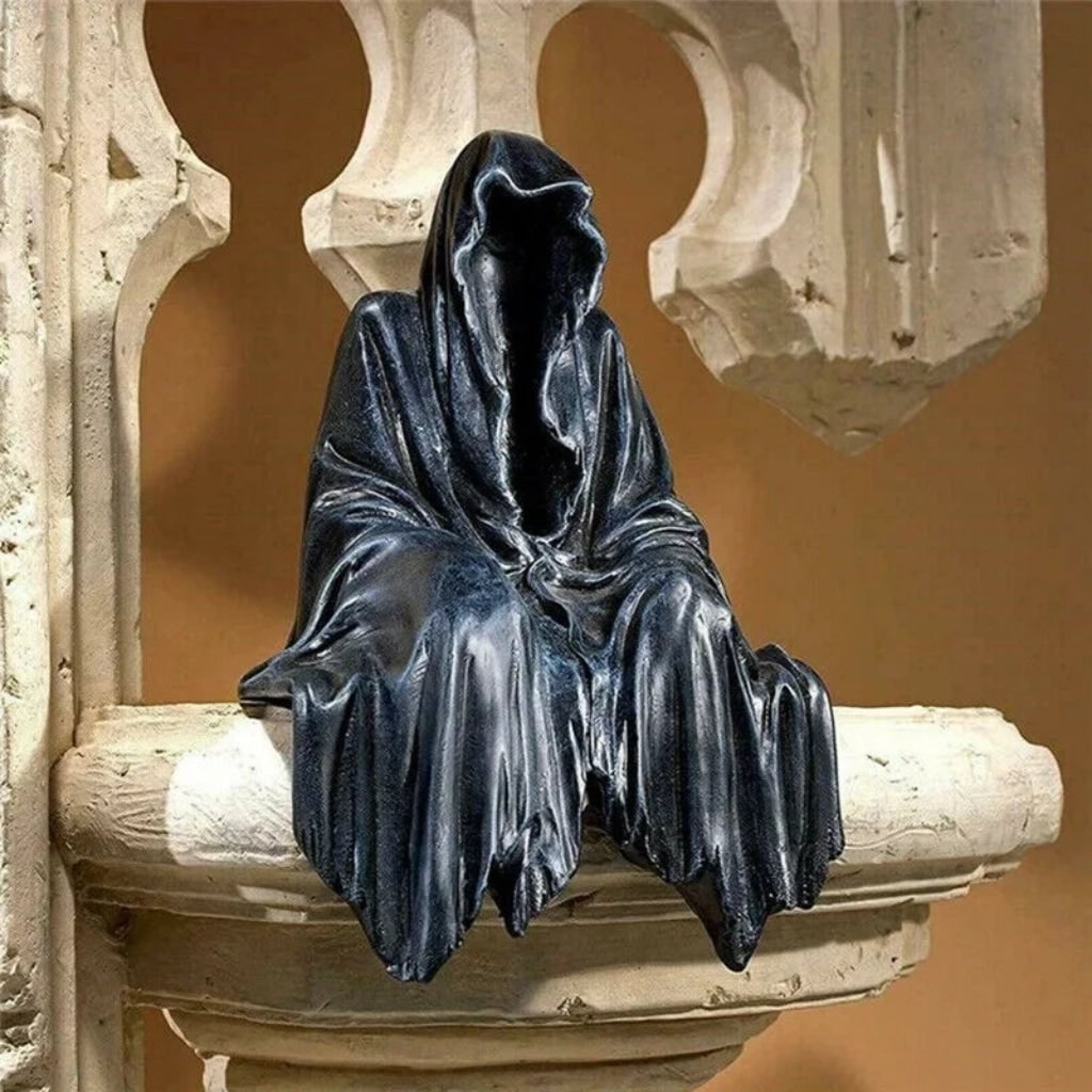 Halloween Spooky Grim Reaper Shelf Sitter Statue Resin Figurine Decoration Hooded - Image 2