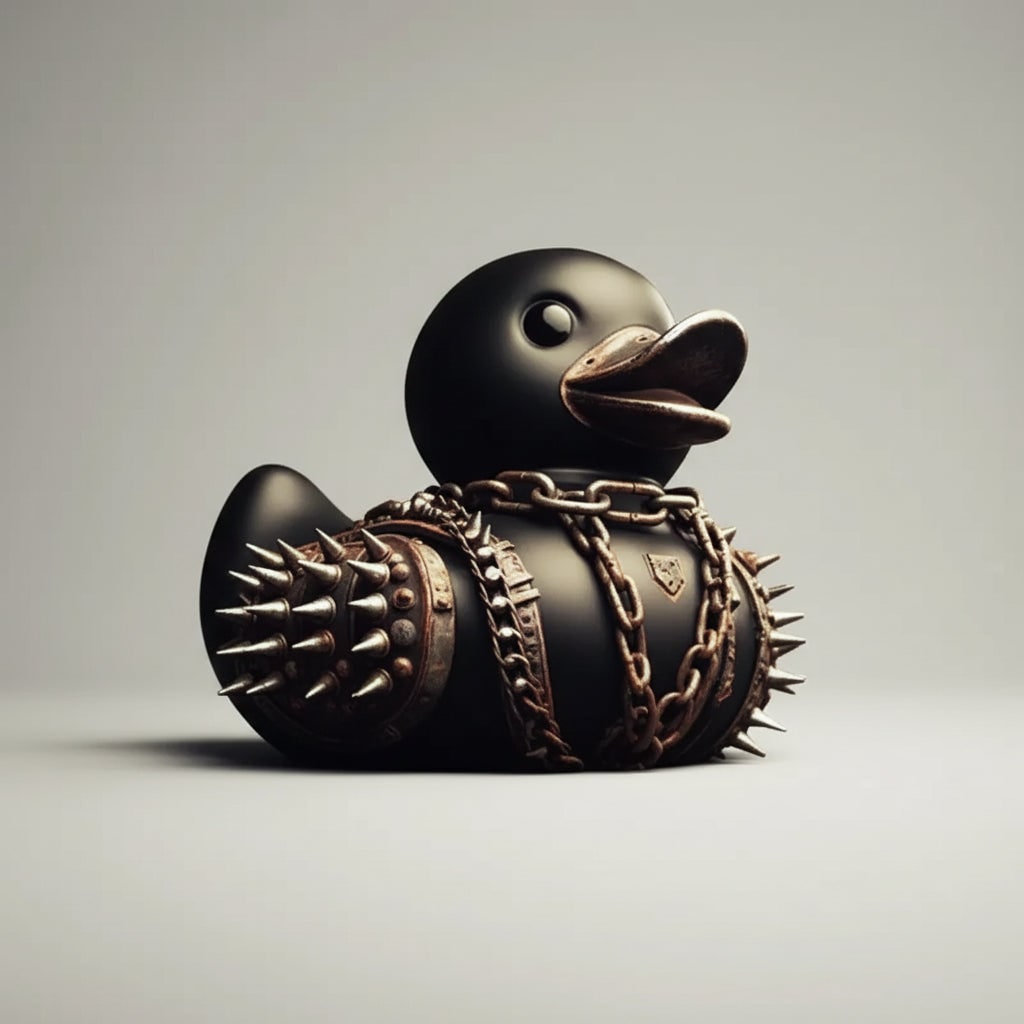 Halloween Spooky Rubber Duck Squishy Bath Gothic Decoration Devil and Spiked Collar - Image 1