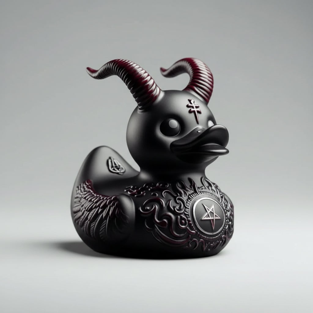 Halloween Spooky Rubber Duck Squishy Bath Gothic Decoration Devil and Spiked Collar - Image 2