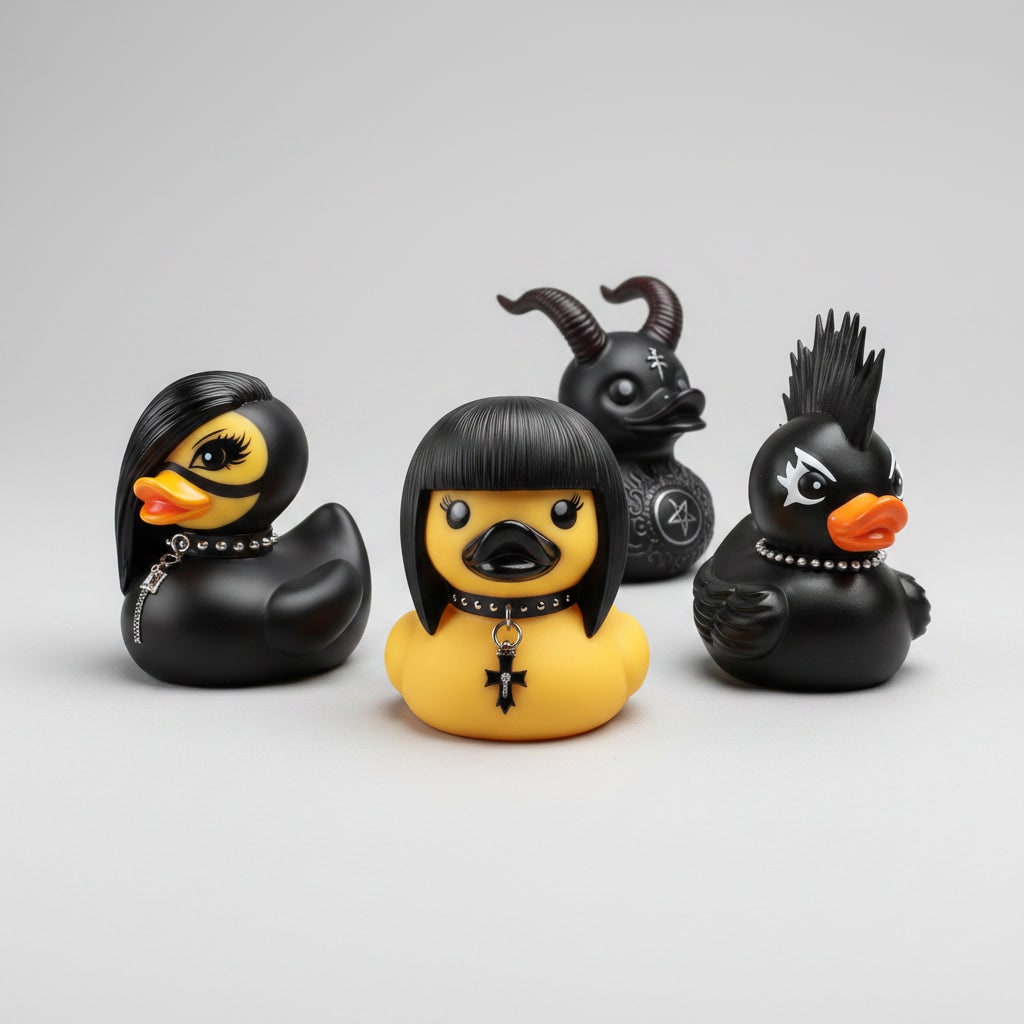 Halloween Spooky Rubber Duck Squishy Bath Gothic Decoration Devil and Spiked Collar - Image 7