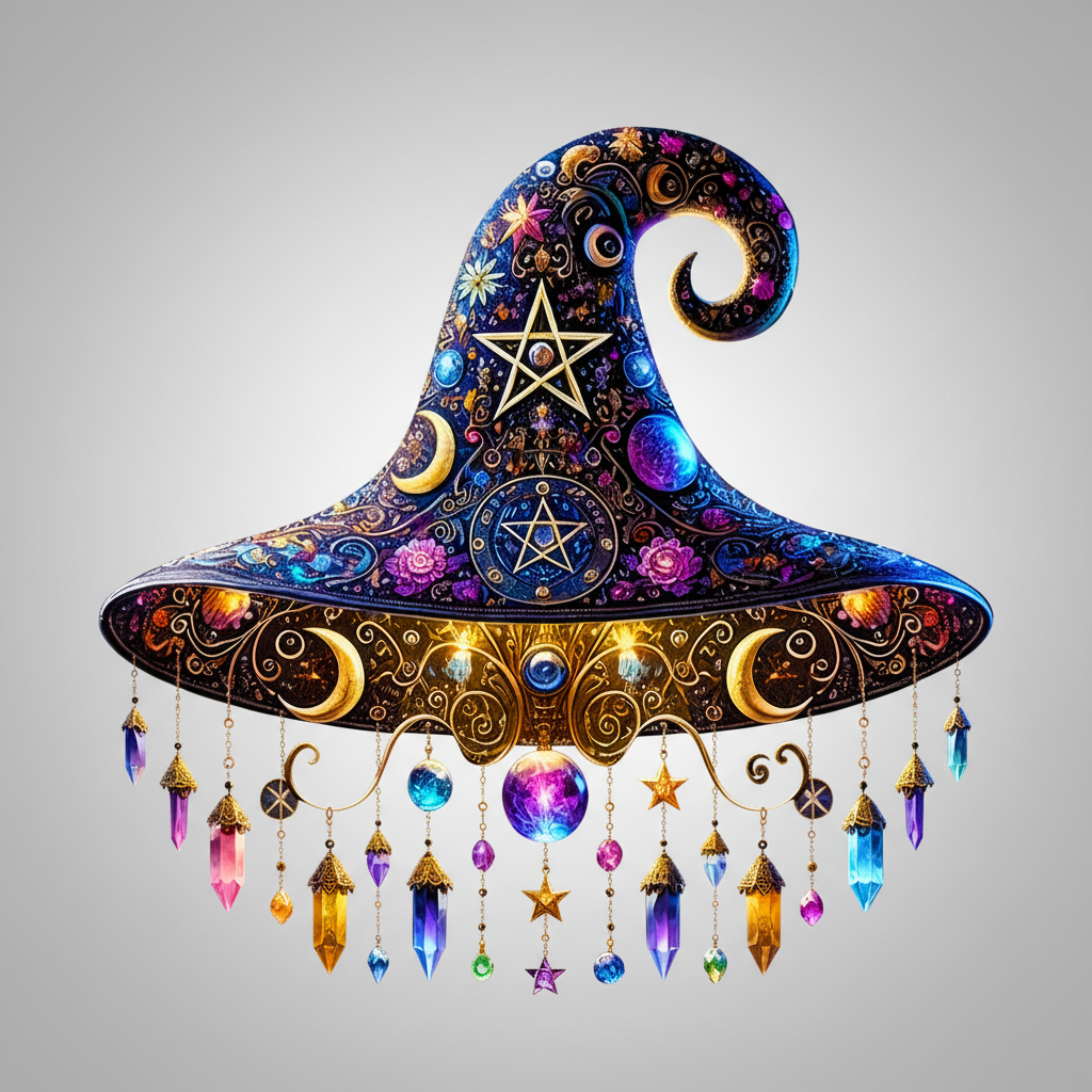 Halloween Stained Glass Beaded Suncatcher Witch Hat Hanging Window Decoration - Image 1