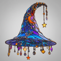 Halloween Stained Glass Beaded Suncatcher Witch Hat Hanging Window Decoration - Image 2
