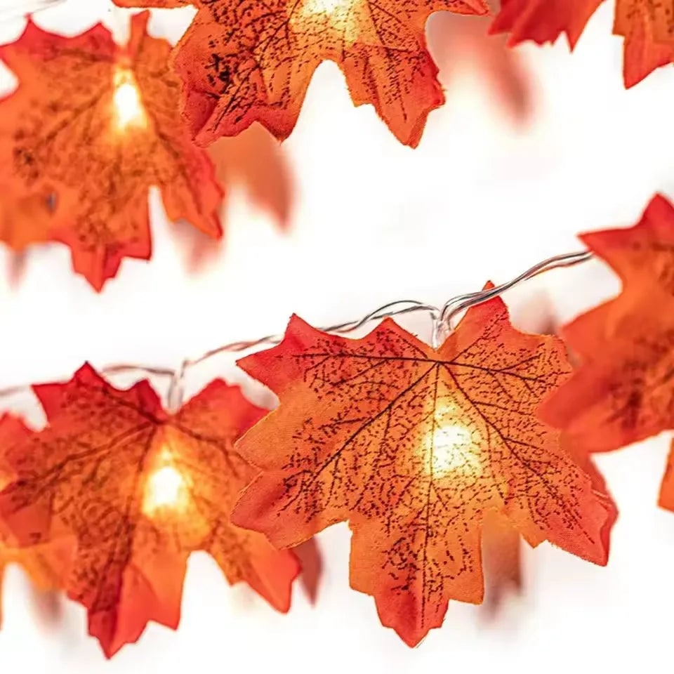 Halloween String Lights Garland with Maple Leaf Operated Warm Amber Glow for Fall Party Decoration - Image 2