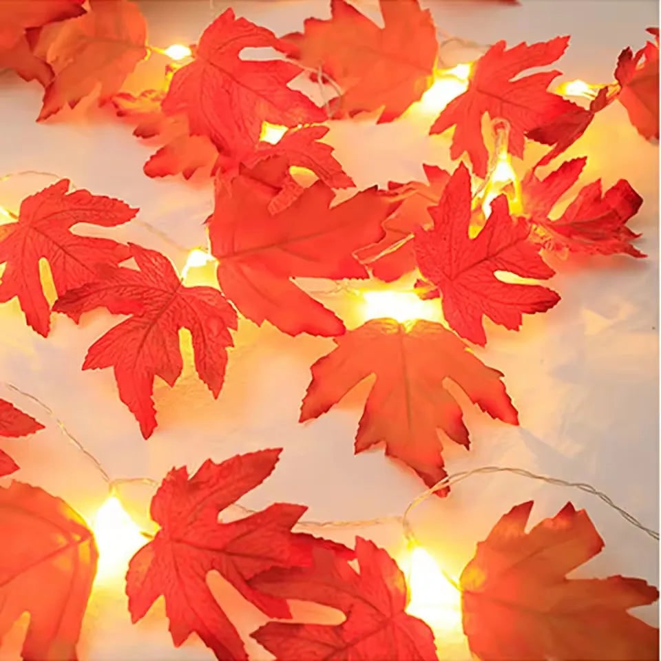 Halloween String Lights Garland with Maple Leaf Operated Warm Amber Glow for Fall Party Decoration - Image 4