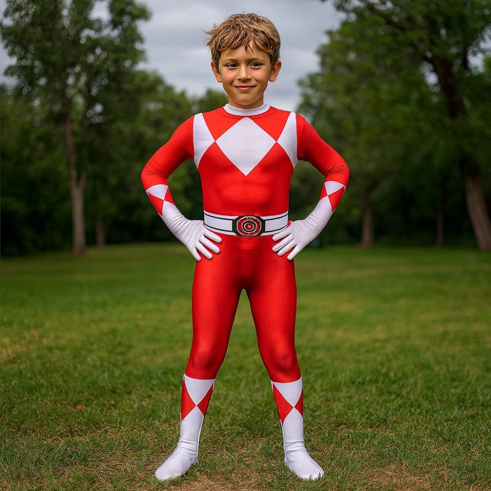 Halloween Superhero Park Ranger Costume Jumpsuit with Mask - Image 1