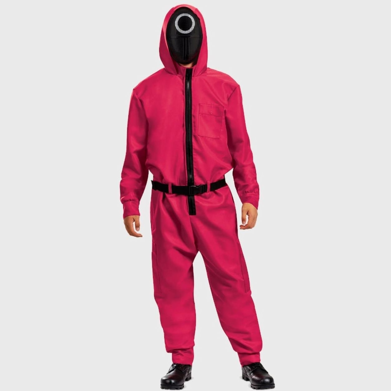 Halloween survival game Costume Jumpsuit Outfit with Hooded Design Guard Mask and Belt - Image 3