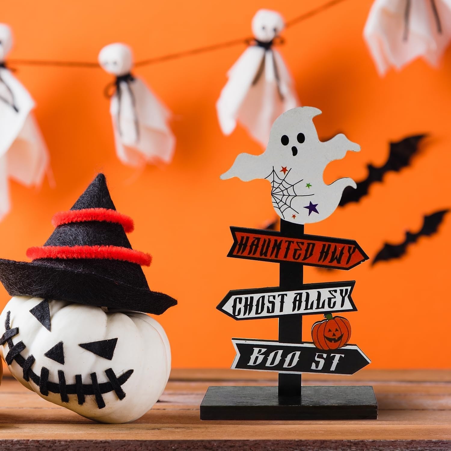 Halloween Table Decoration with Directional Sign for Dining Room and Entryway Tabletop Decor - Image 2