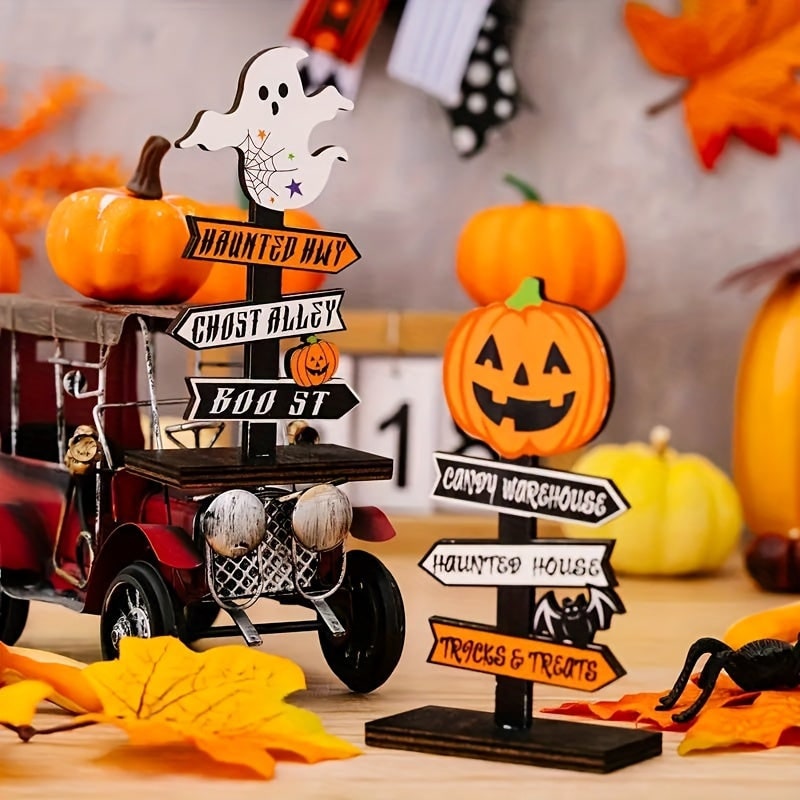 Halloween Table Decoration with Directional Sign for Dining Room and Entryway Tabletop Decor - Image 6