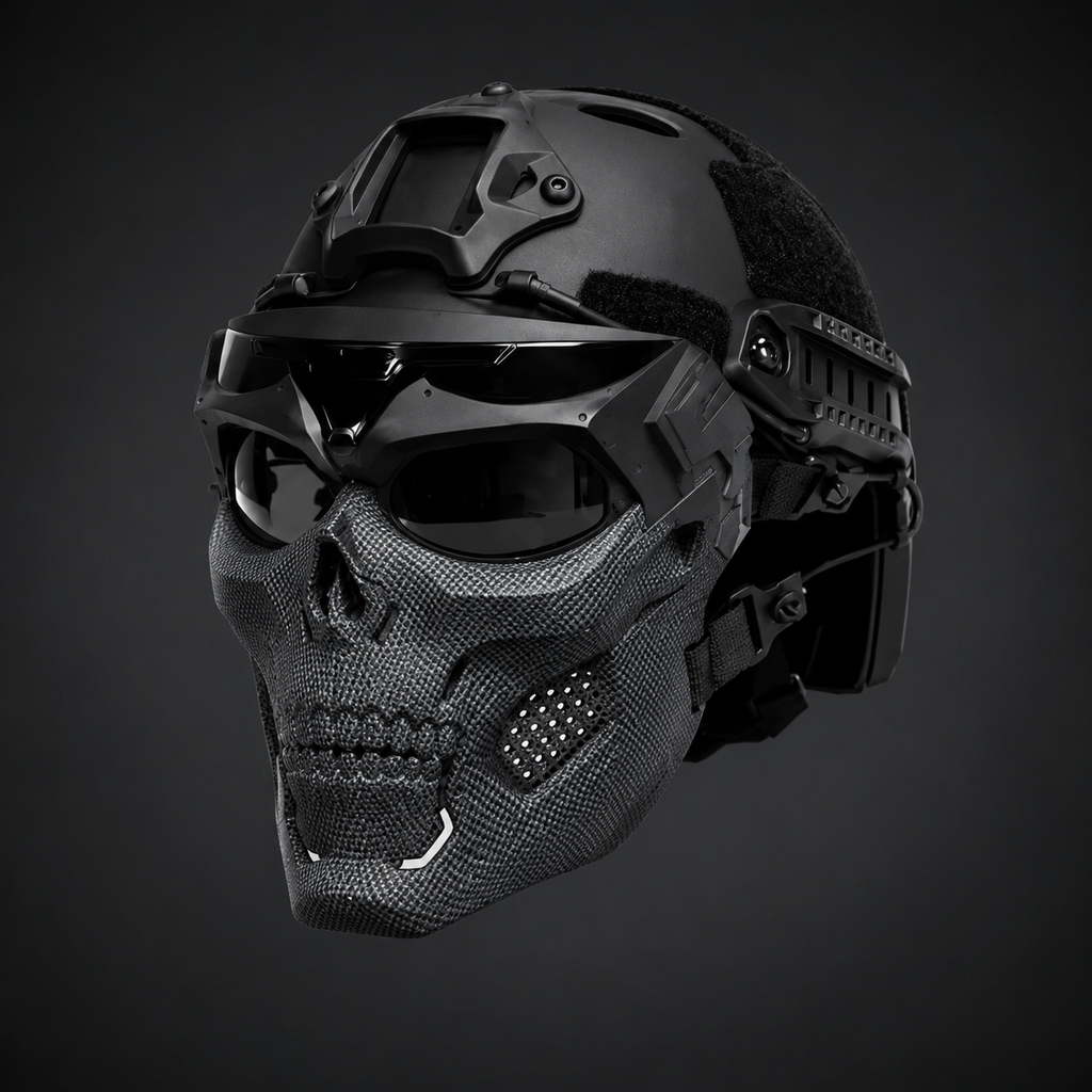 Halloween Tactical Skull Mask and Face with Protective Goggles for Cosplay Airsoft Paintball Party - Image 4