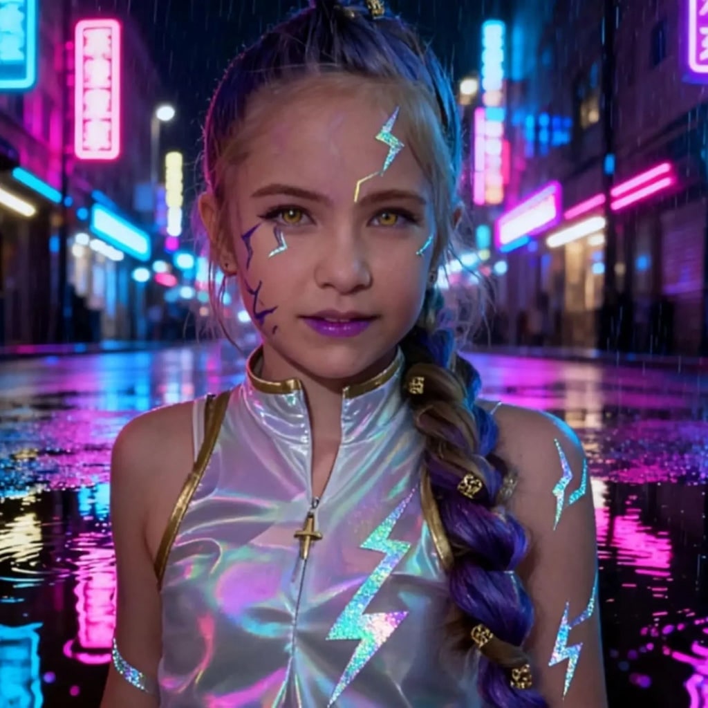 Halloween Temporary Tattoos Rub on Custom Removable with Holographic Lightning Bolt Iridescent - Image 3