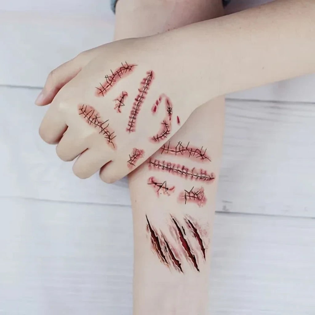 Halloween Temporary Tattoos with Realistic Wound Effects Waterproof Custom Design Sheet - Image 3