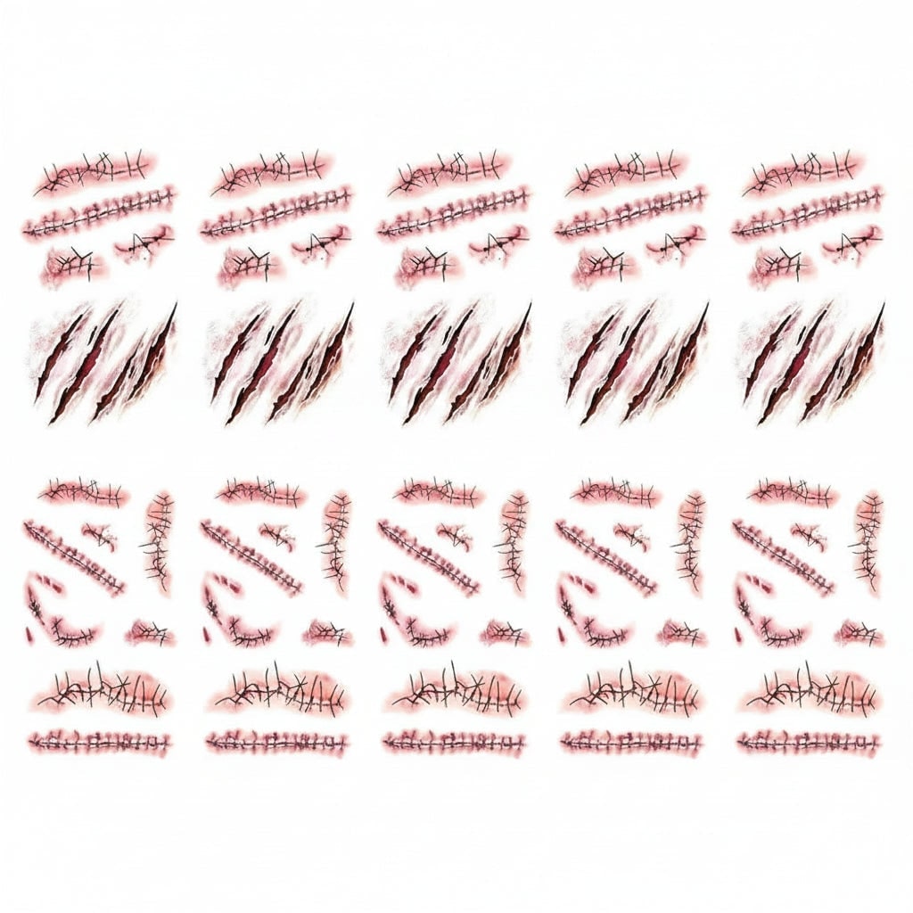 Halloween Temporary Tattoos with Realistic Wound Effects Waterproof Custom Design Sheet - Image 4