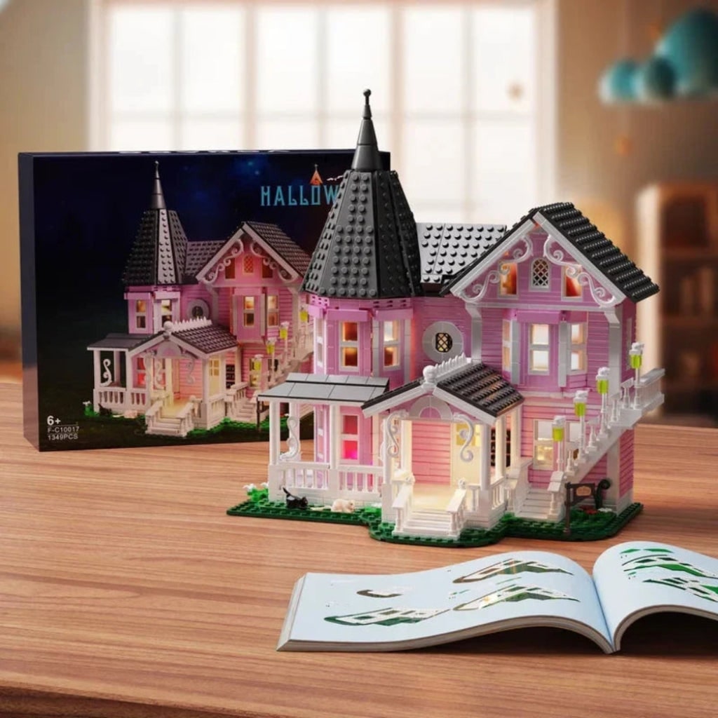 Halloween Tiny House Living Building Block Set with LED Lights for Children's Creative Play - Image 1