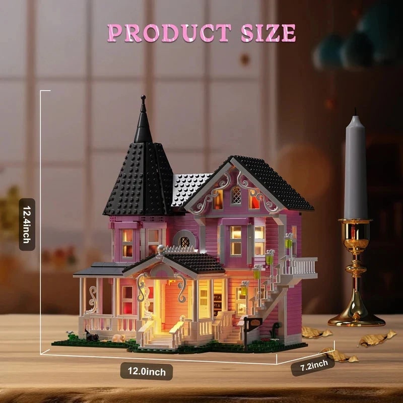 Halloween Tiny House Living Building Block Set with LED Lights for Children's Creative Play - Image 3