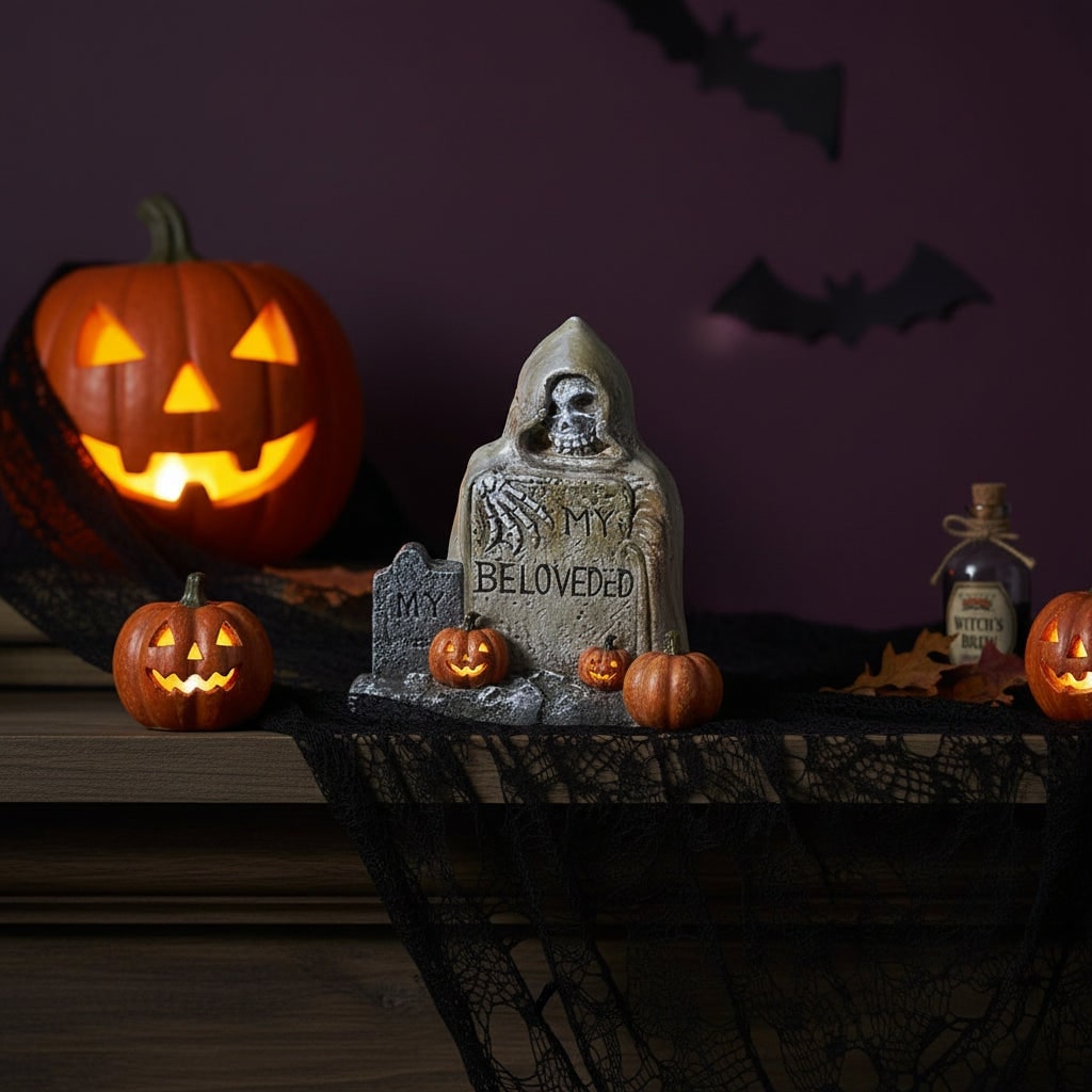 Halloween Tombstone Decorations and Miniature Figurines for Tabletop Party Decor - Image 1