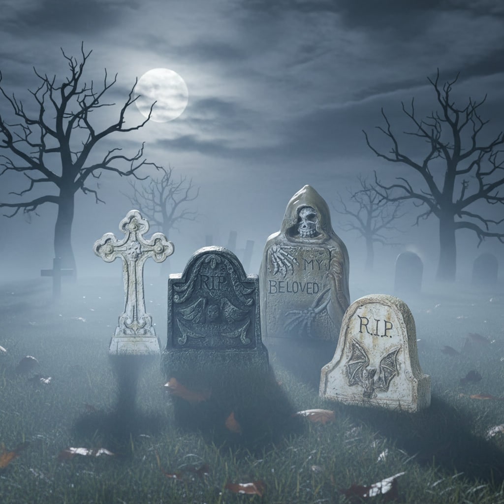 Halloween Tombstone Decorations and Miniature Figurines for Tabletop Party Decor - Image 5