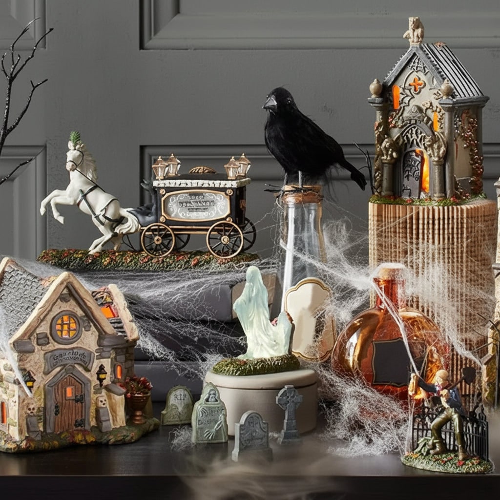 Halloween Tombstones and Graveyard Decorations Resin 4-Piece Set for Party and Tabletop Display - Image 1