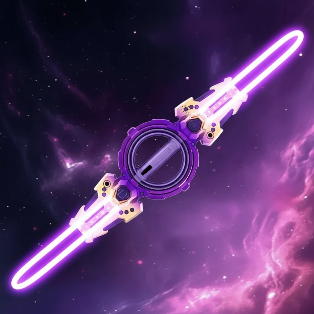 Halloween Toy Sword Light Up Double Ended with Extendable LED Blades and Spinning Handle - Image 1