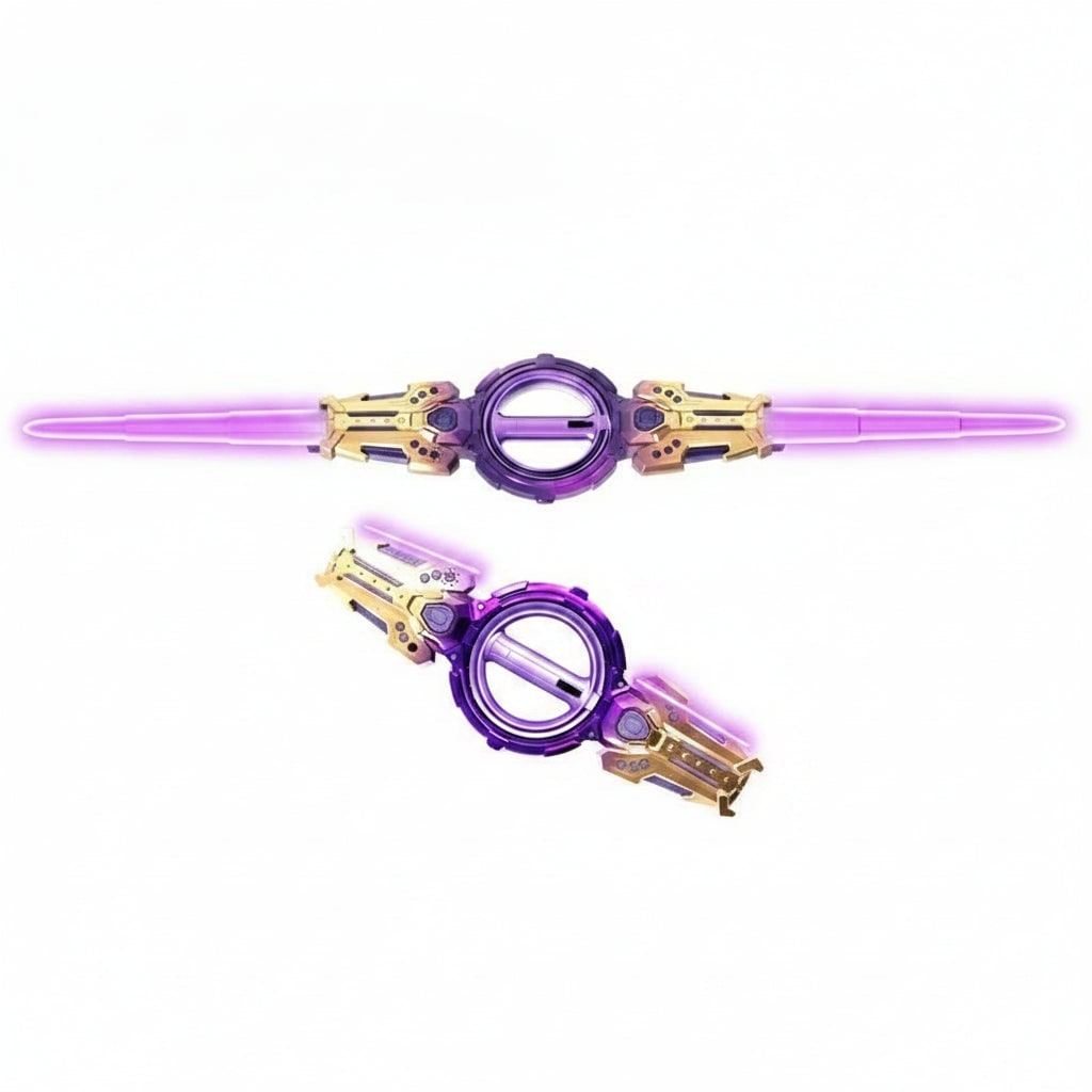Halloween Toy Sword Light Up Double Ended with Extendable LED Blades and Spinning Handle - Image 2