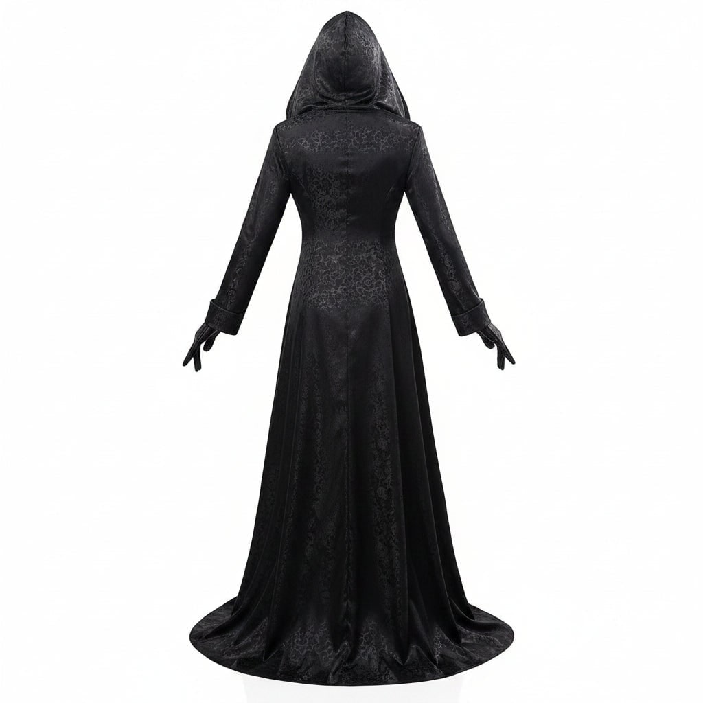 Halloween Vampire Costume Gothic Dress Outfit with Hood Choker - Image 2