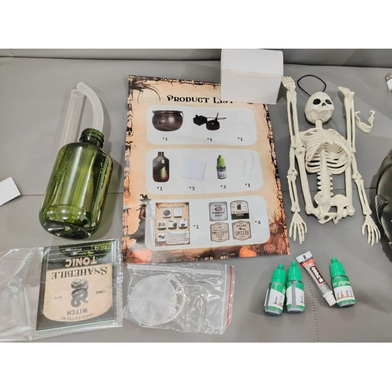 Halloween Witch Cauldron Decoration Fog Machine LED Lights and Floating Bottle Prop - Image 10