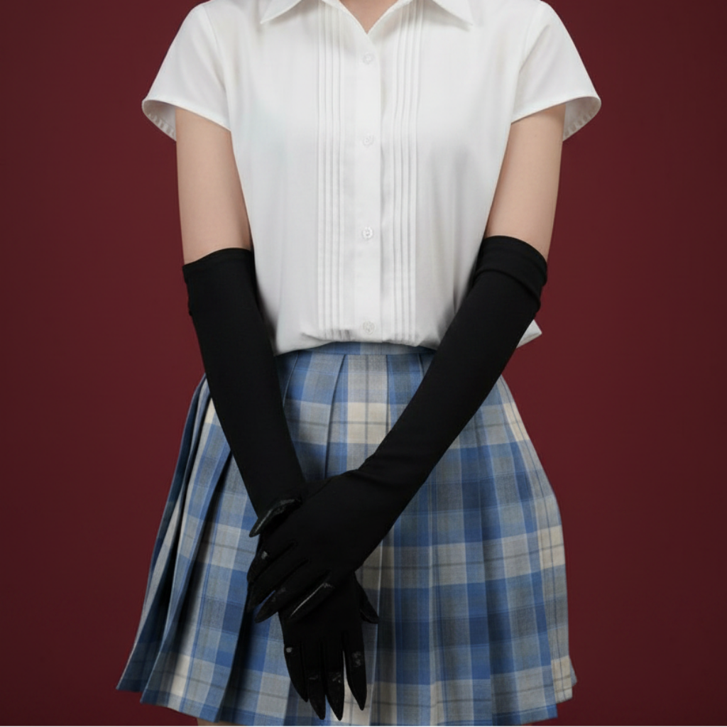 Halloween Witch Costume Claw Gloves Long Black Satin with Attached Talons Elbow Length - Image 4