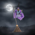 Halloween Witch Decor Large Outdoor Prop with Glowing Eyes and Broomstick for Scary Yard Decoration - Image 1