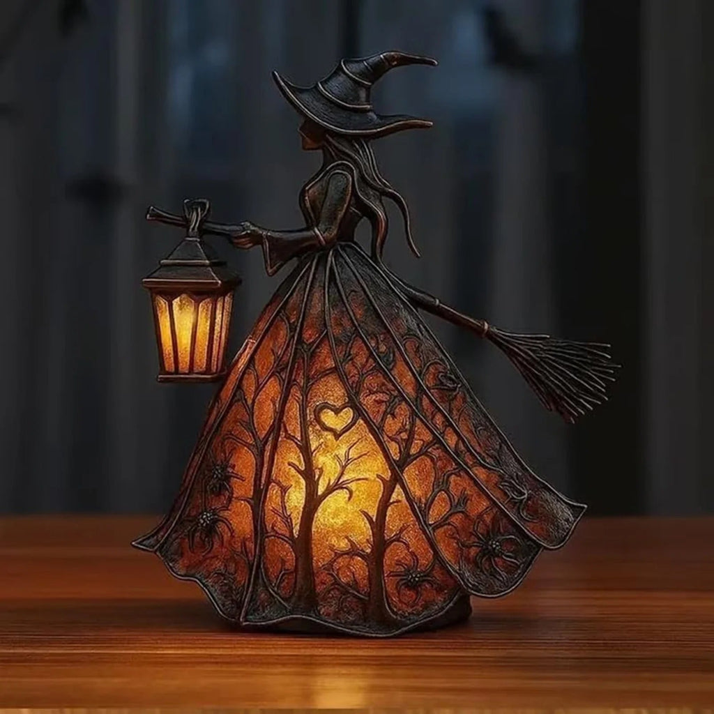 Halloween Witch Decoration Figurine with LED Lantern Light for Party - Image 3