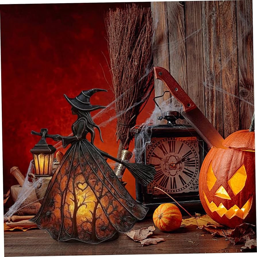 Halloween Witch Decoration Figurine with LED Lantern Light for Party - Image 6