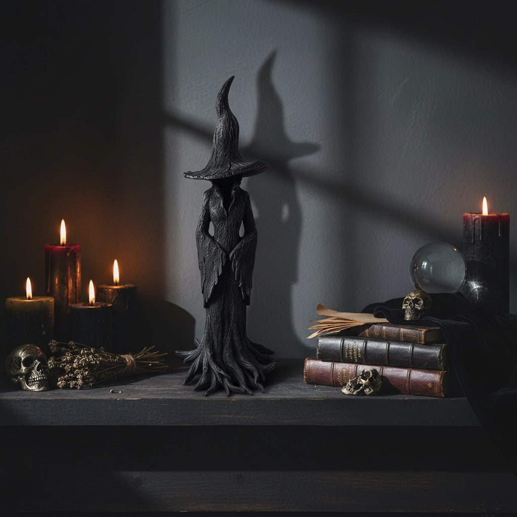 Halloween Witch Decoration Figurine with Pointed Hat and Tree Root Base Outdoor Decor - Image 1