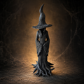 Halloween Witch Decoration Figurine with Textured Bark Finish and Root Base for Tabletop Decor - Image 1