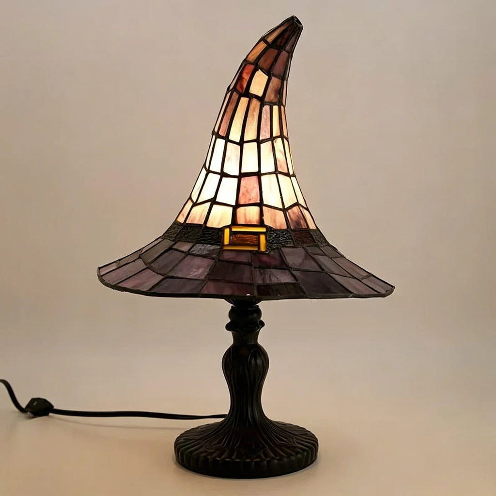 Halloween Witch Hat Tiffany Style Table Lamp with USB Power and Warm Glow Decoration Bed Side - Image 4