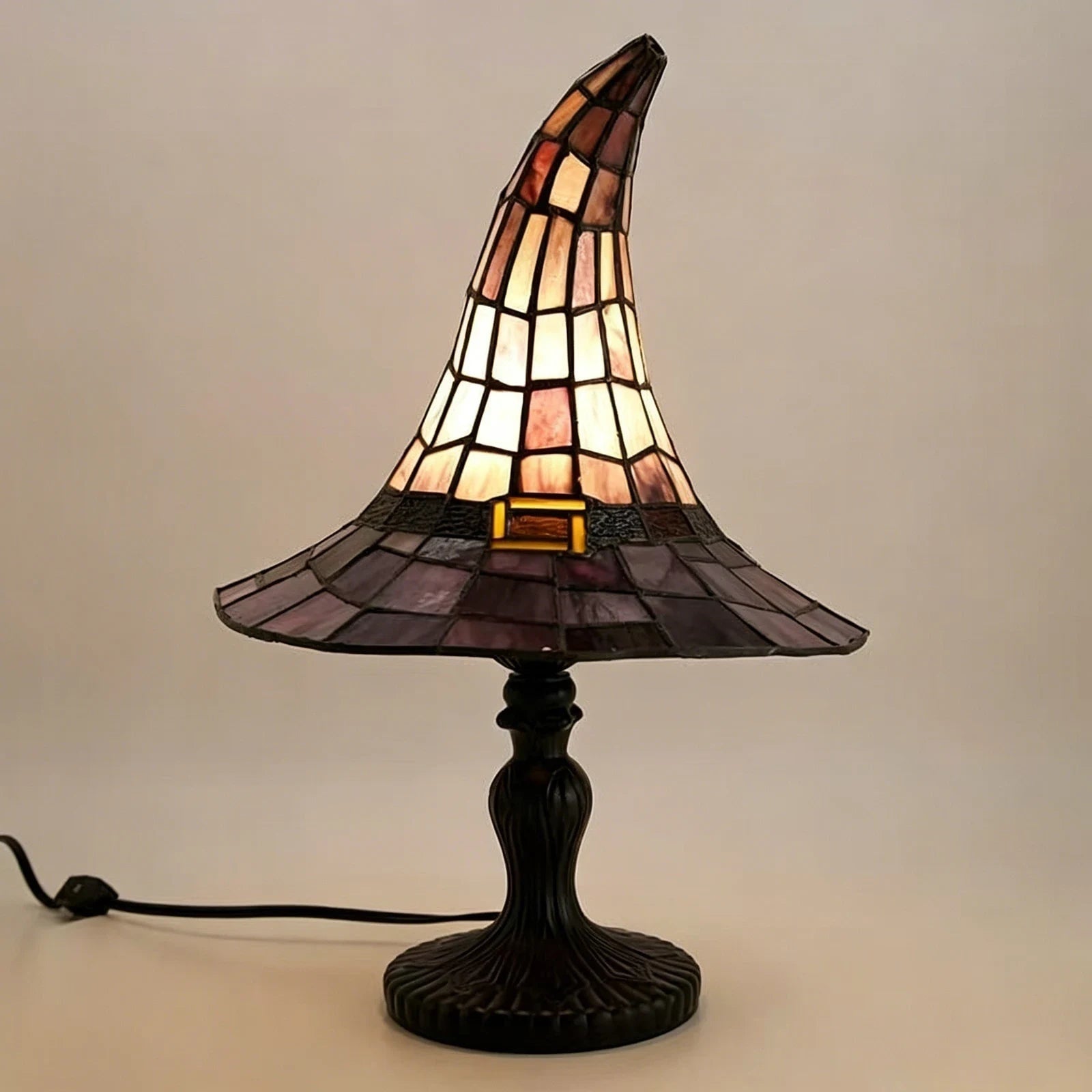 Halloween Witch Hat Tiffany Style Table Lamp with USB Power and Warm Glow Decoration Bed Side - Image 4