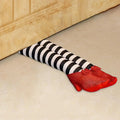 Halloween Witch Legs Decoration Door Stopper with Striped Plush and Red Sequin Shoes for Party Decor - Image 1
